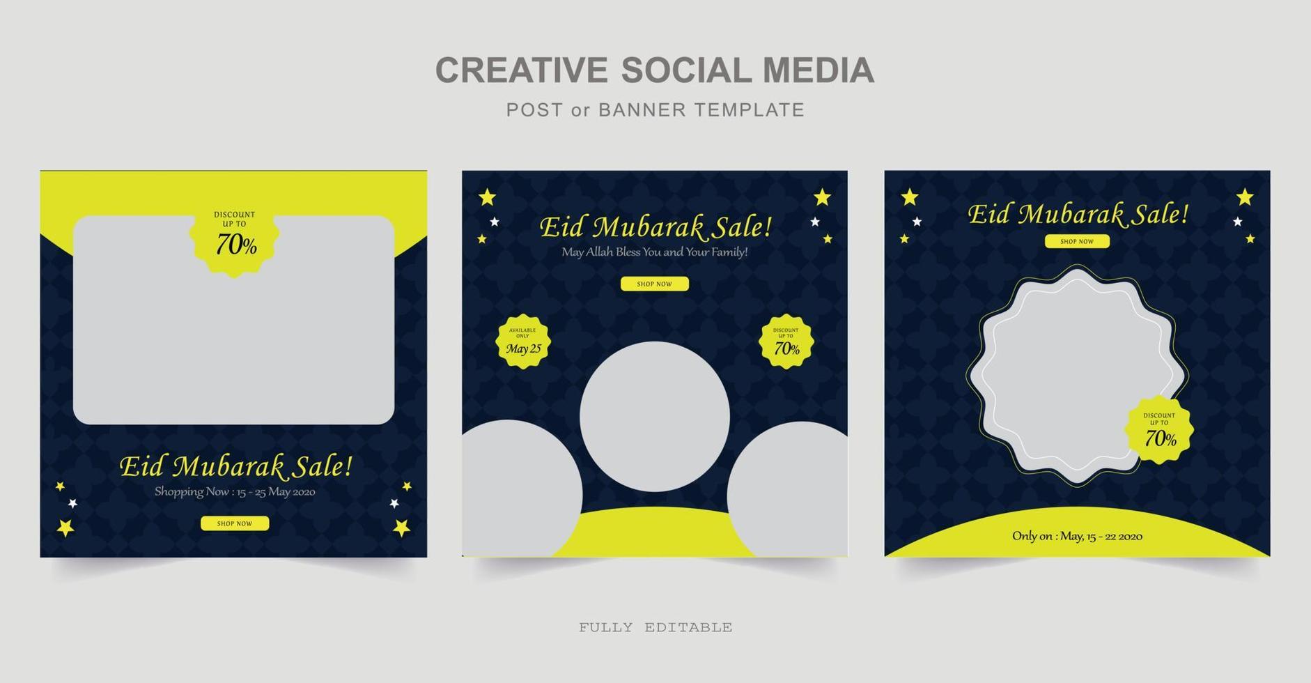 progettazione di post sui social media del ramadan. un buon modello per la pubblicità sui social media. perfetto per post sui social media, sfondo e annunci Internet banner web. vettore
