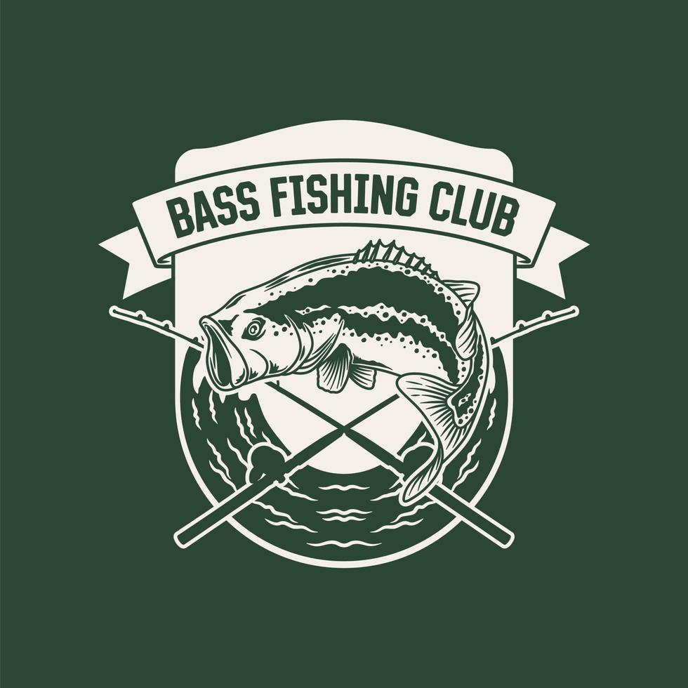 etichetta del logo del club di pesca vintage disegnato a mano vettore