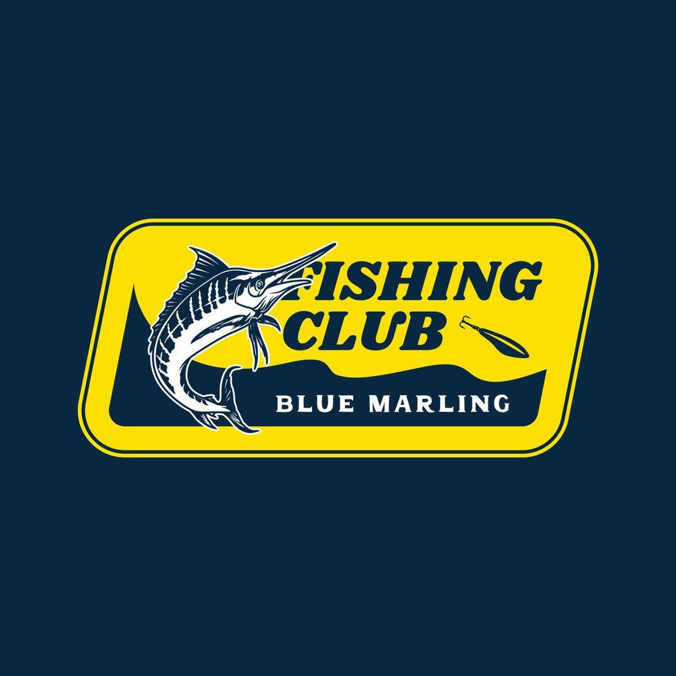 etichetta del logo del club di pesca vintage disegnato a mano vettore