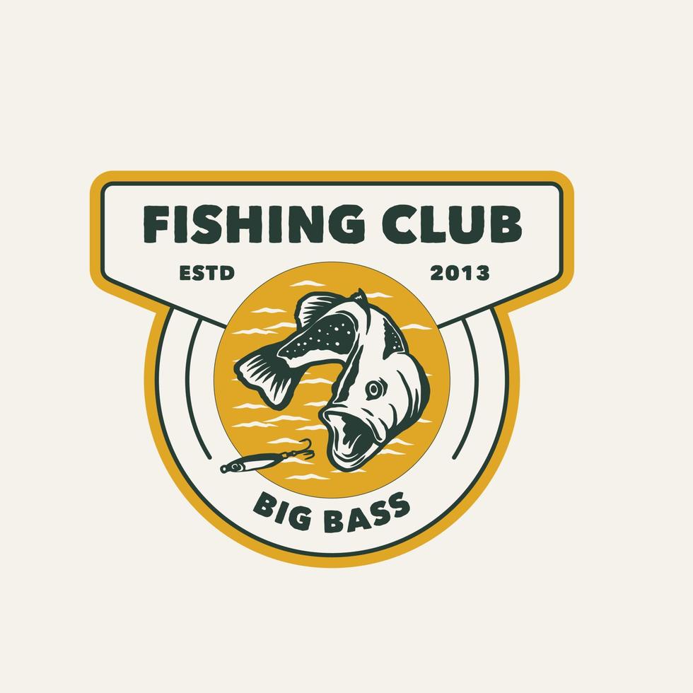 etichetta del logo del club di pesca vintage disegnato a mano vettore