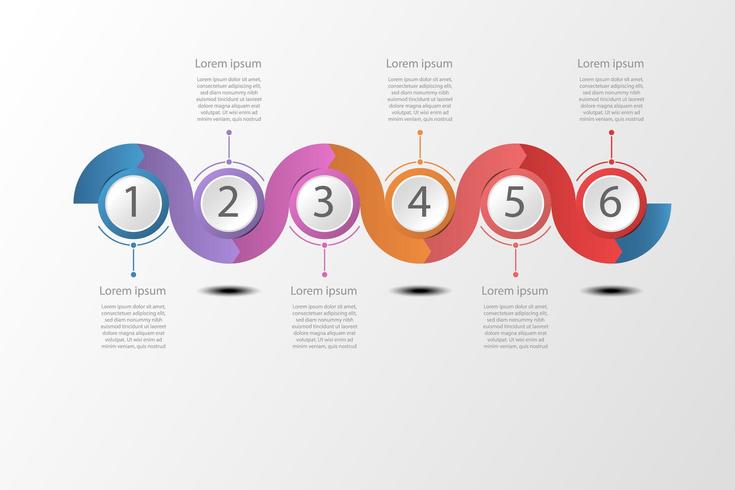 Illustrazione infographic di cronologia ondulata di concetto. vettore