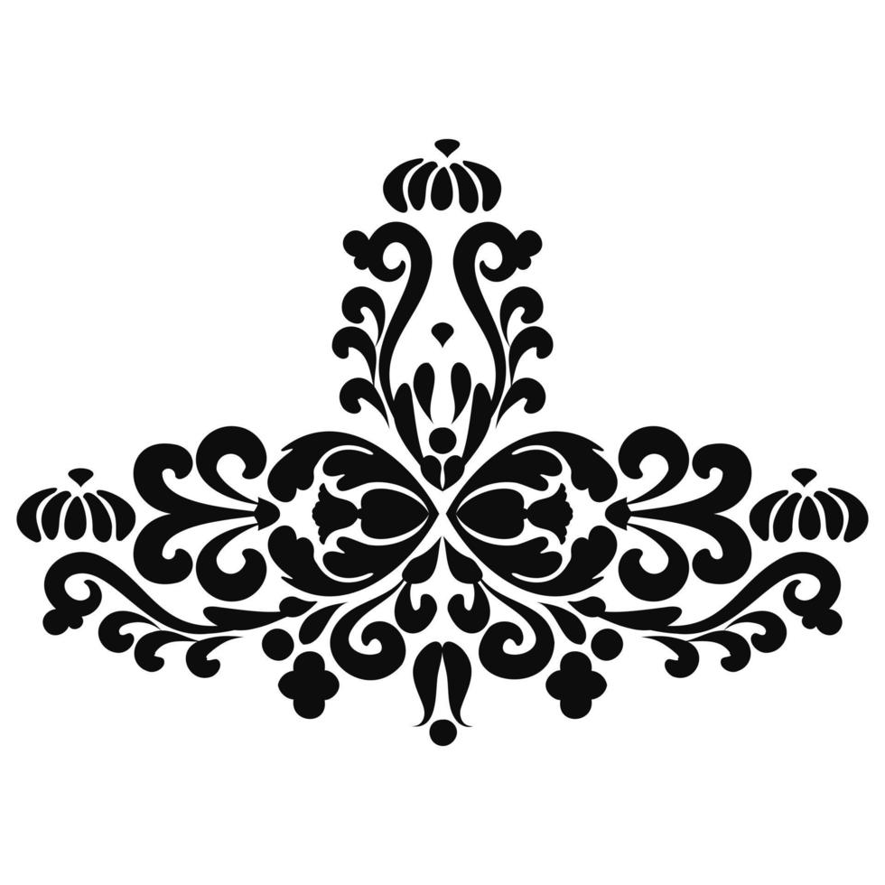 motivo reale orientale con elementi floreali e arabeschi. tradizionale ornamento damascato. nero bianco. per stencil, intarsi, taglio laser, tatuaggi e pareti. vettore