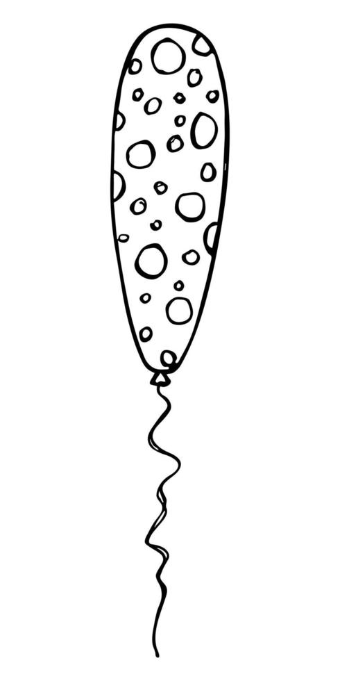 illustrazione di palloncino volante disegnato a mano isolato su uno sfondo bianco. doodle di palloncini per feste di compleanno. clipart di vacanza. vettore