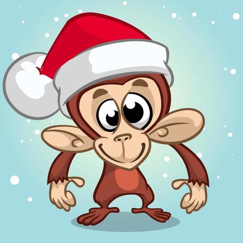 Scimmia di cartone animato scimpanzé Natale vettore