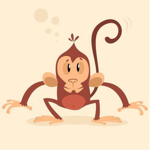 Scimmia di scimpanzé simpatico cartone animato vettore