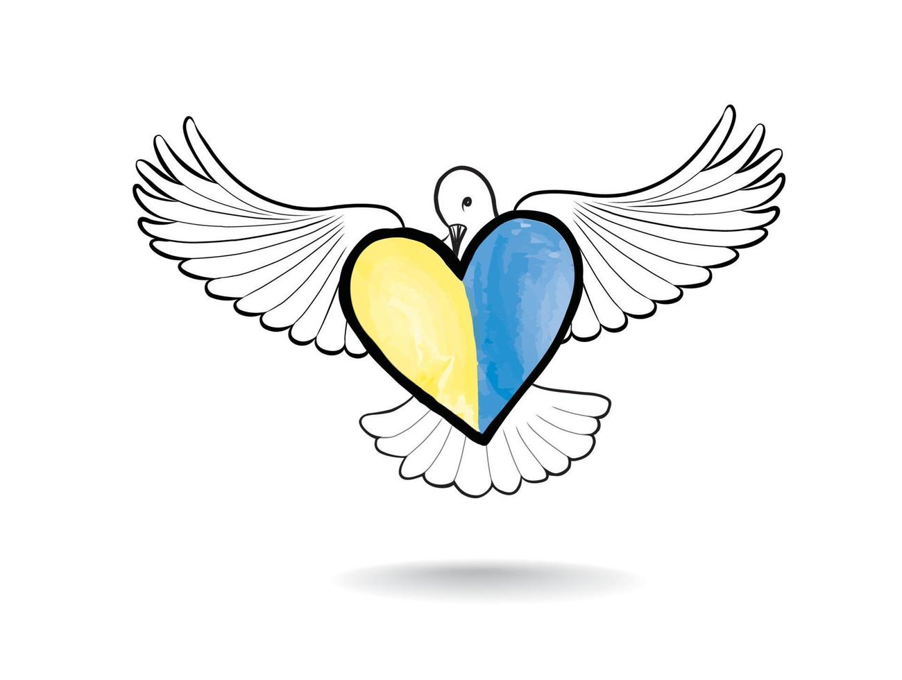 bandiera dell'ucraina con simboli di colomba della pace. stai in pace. bandiera dell'ucraina a forma di colomba della pace. il concetto di nessuna guerra, pace in ucraina. vettore