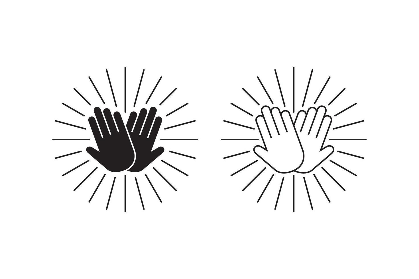 gesto della mano alta cinque con icona vettore sunburst