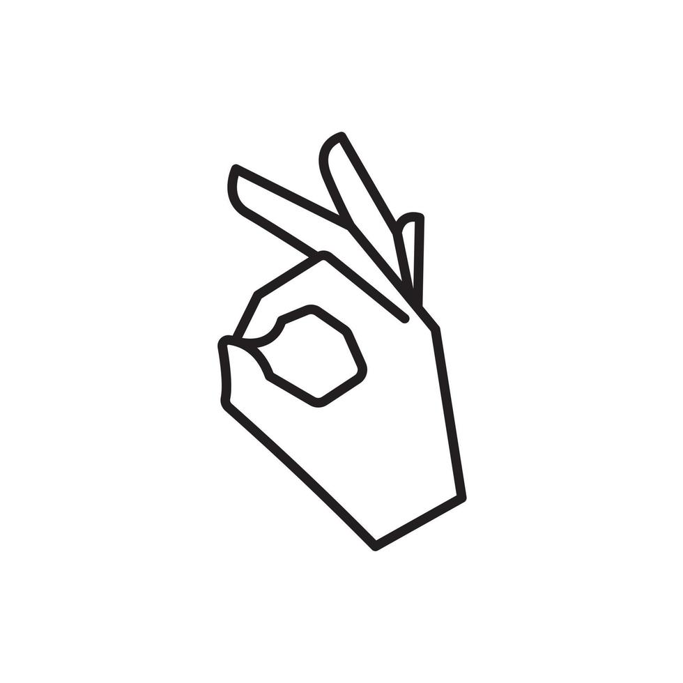 icona del vettore dell'arte della linea del gesto della mano ok