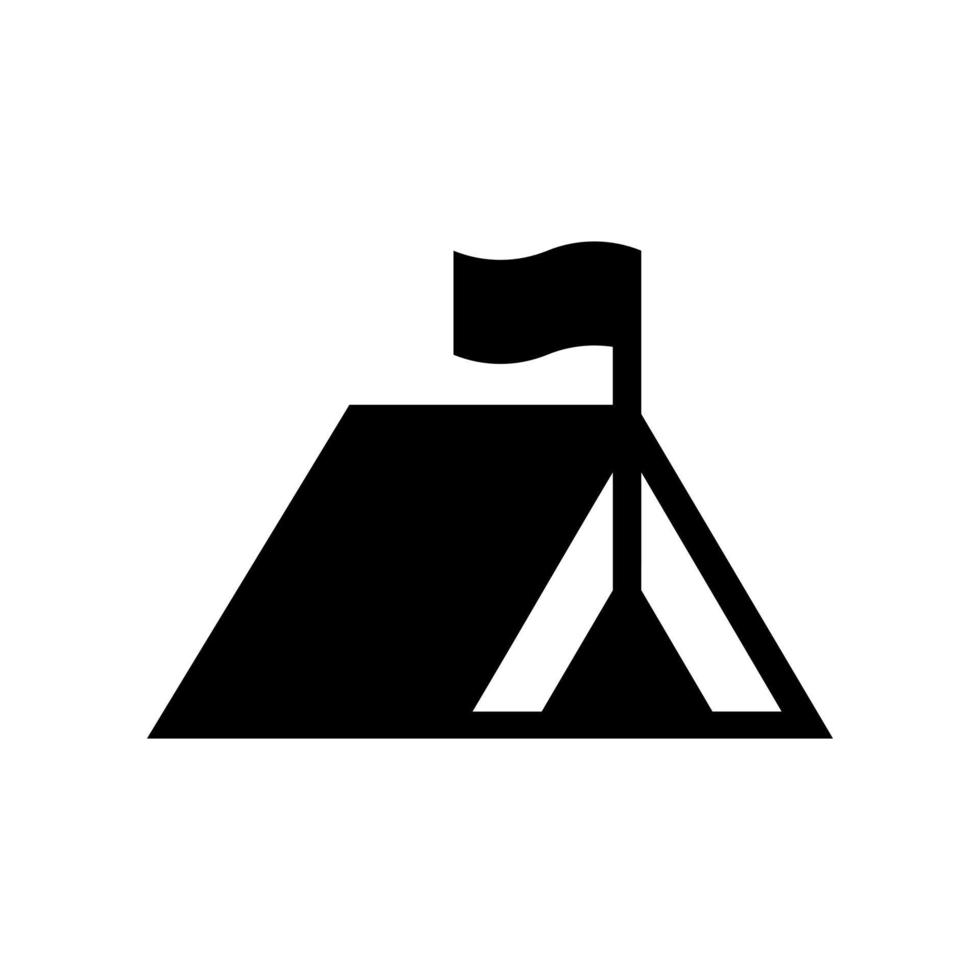tenda da campeggio con icona vettore bandiera