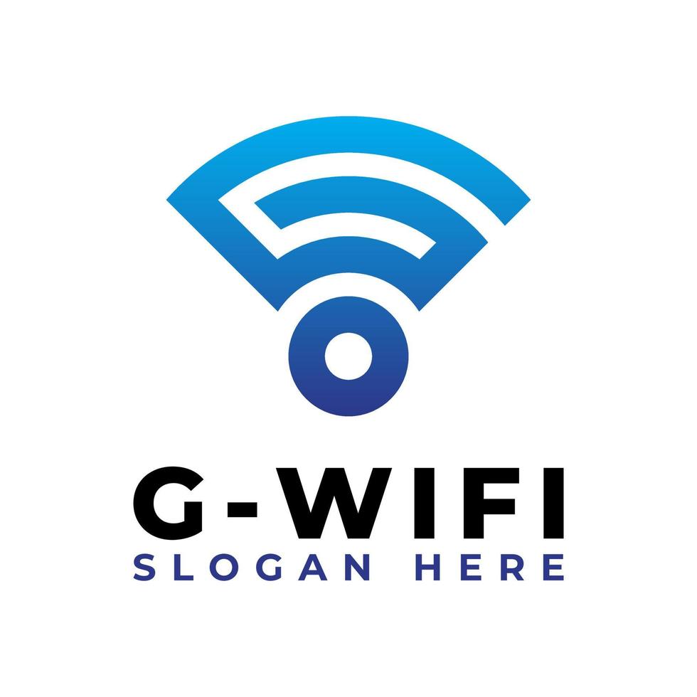 lettera iniziale g vettore di progettazione del logo wifi wireless