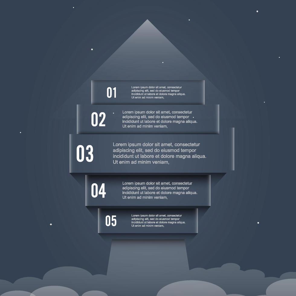 freccia avvia banner opzioni infografica. concetto di successo aziendale. può essere utilizzato per il layout del flusso di lavoro, diagramma, grafico, numero e opzioni di passaggio, web design. illustrazione vettoriale. vettore