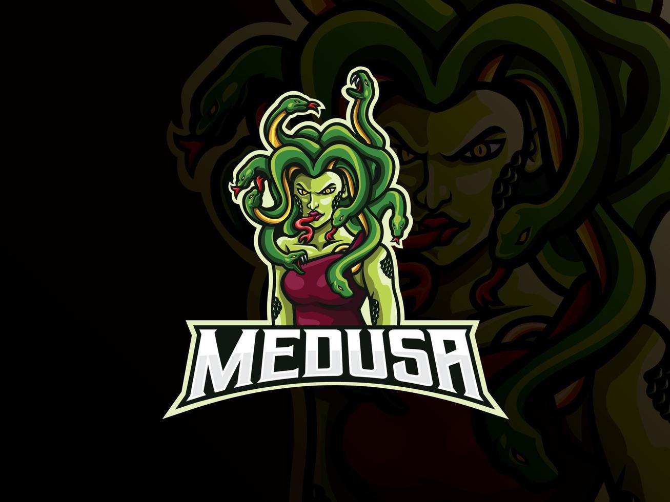 design del logo sportivo della mascotte della medusa vettore