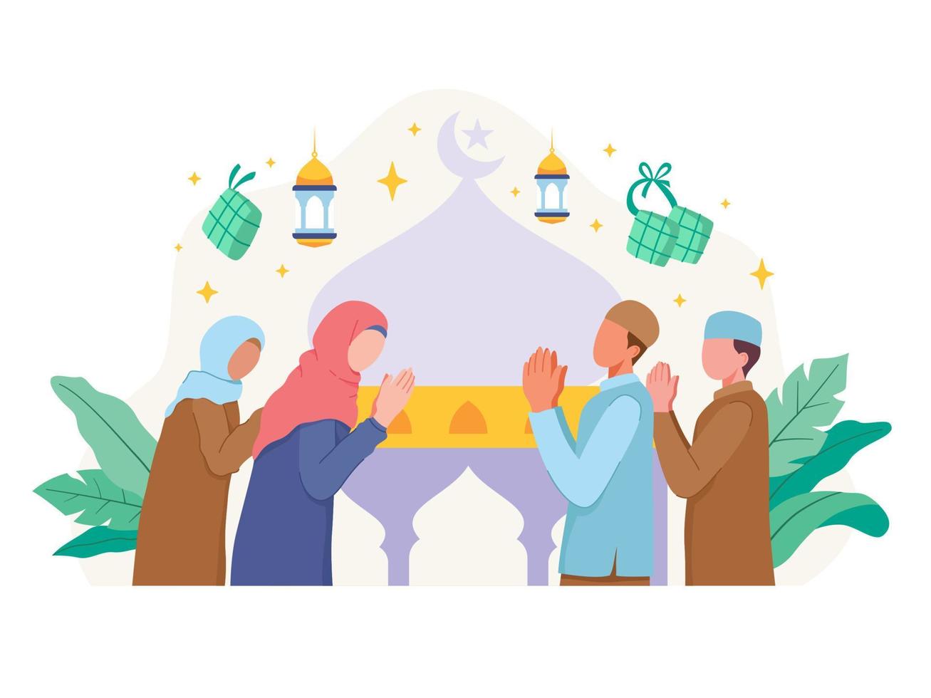 illustrazione del concetto di ramadan kareem e eid al fitr vettore