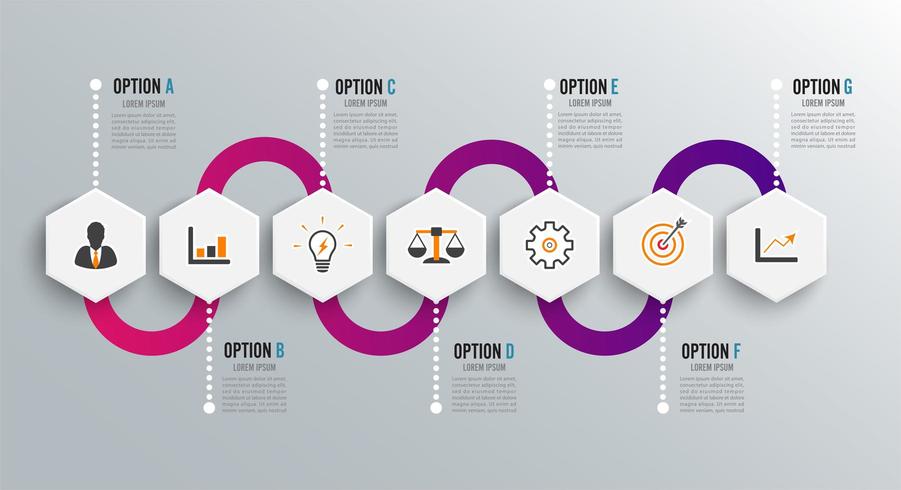 Modello di progettazione infografica e icone di marketing vettore