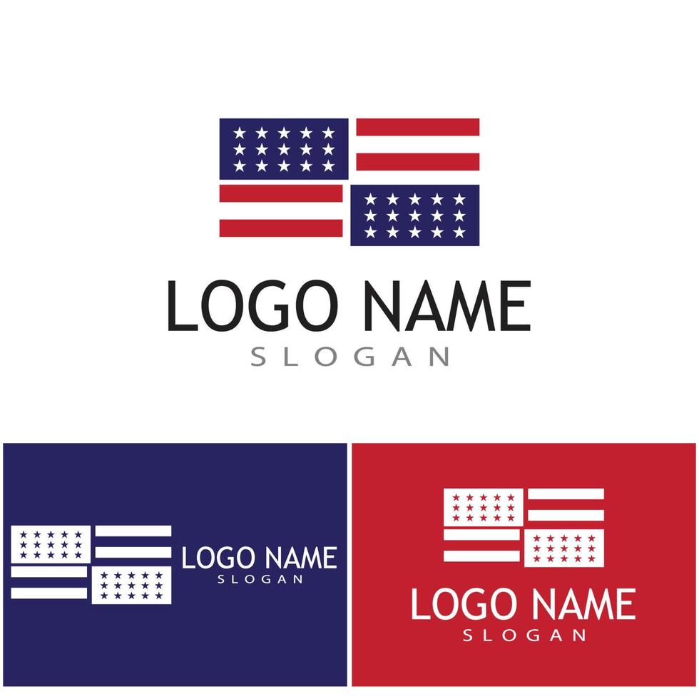 modello di progettazione dell'illustrazione dell'icona di vettore della bandiera americana