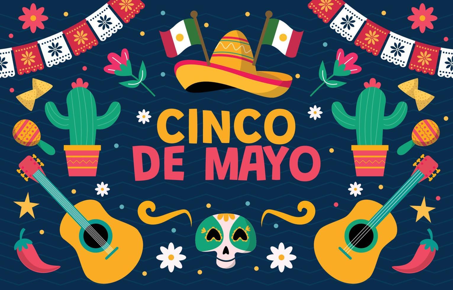 sfondo di cinco de mayo doodle vettore