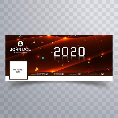 Bandiera rossa di copertura di social media di 2020 nuovi anni vettore