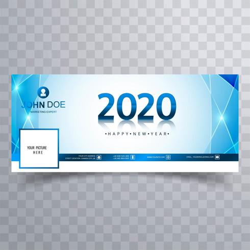 Striscione copertina blu social media 2020 del nuovo anno vettore