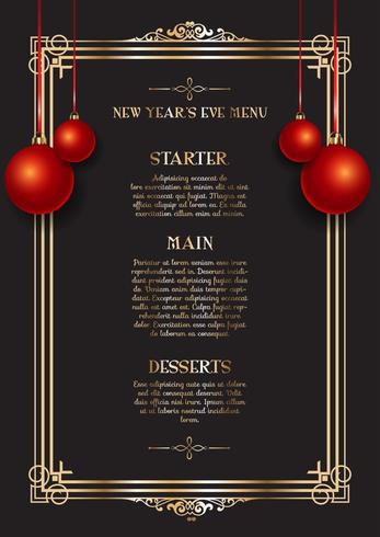 Elegante design del menu di Capodanno vettore