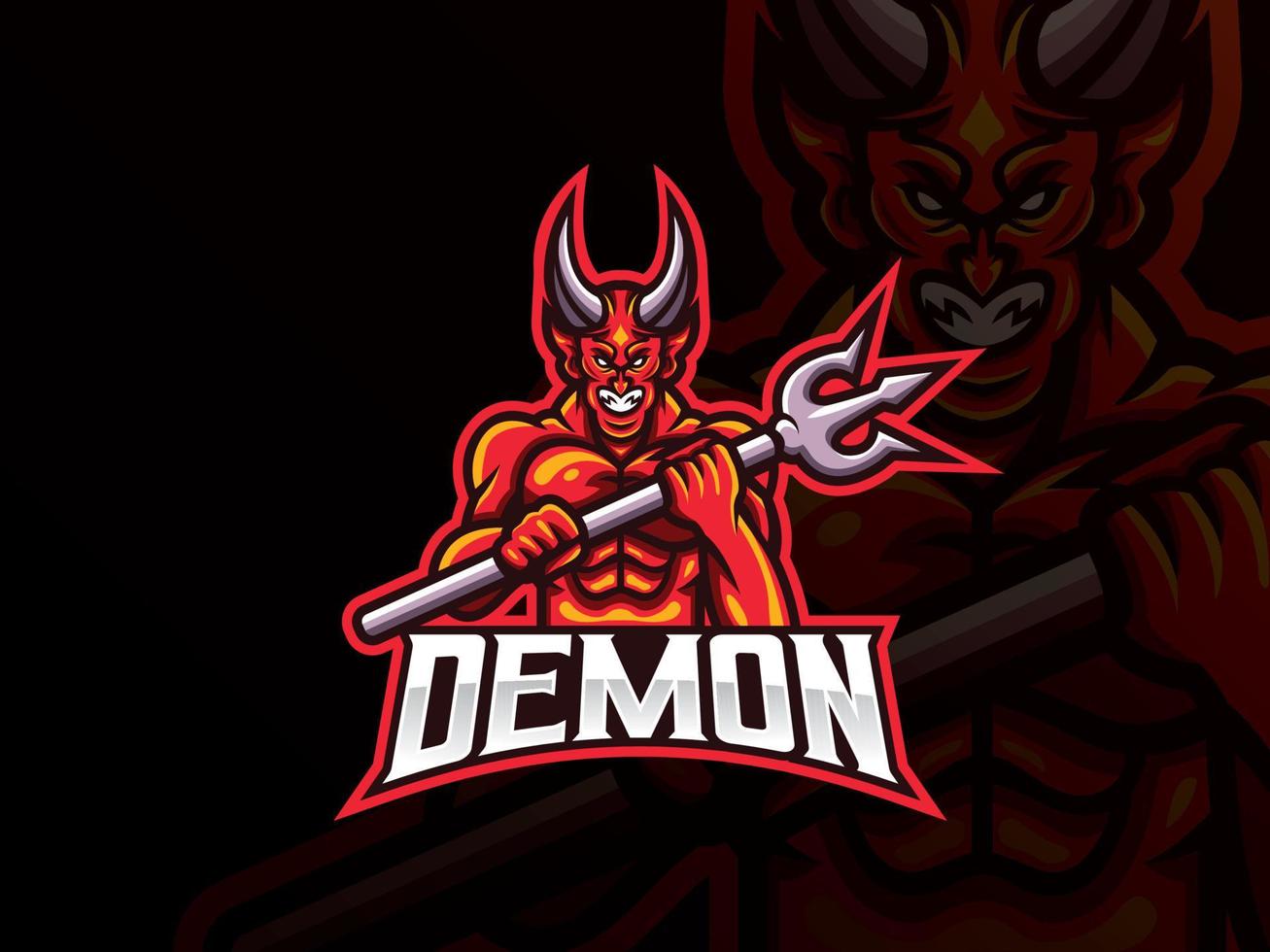 design del logo sportivo della mascotte del demone vettore