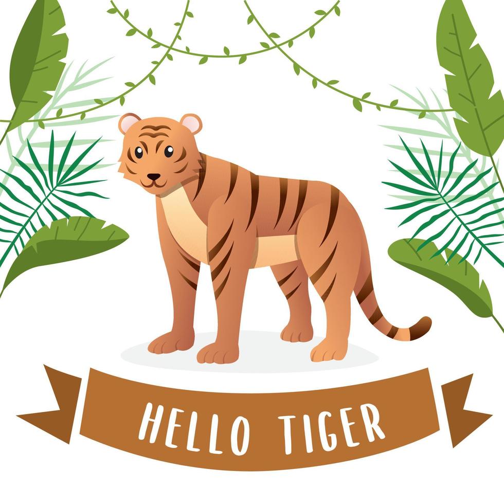 simpatico cartone animato tigre vettore. illustrazione di una tigre carina, mascotte tigre o personaggio. illustrazione vettoriale