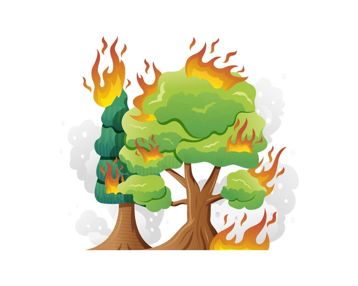 illustrazione vettoriale di incendi boschivi