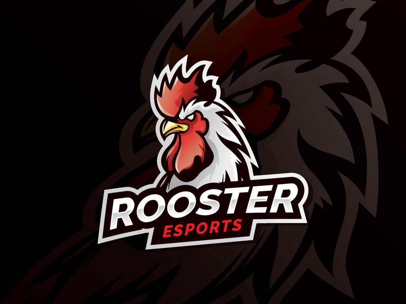 disegno del logo della mascotte degli eSport del gallo vettore