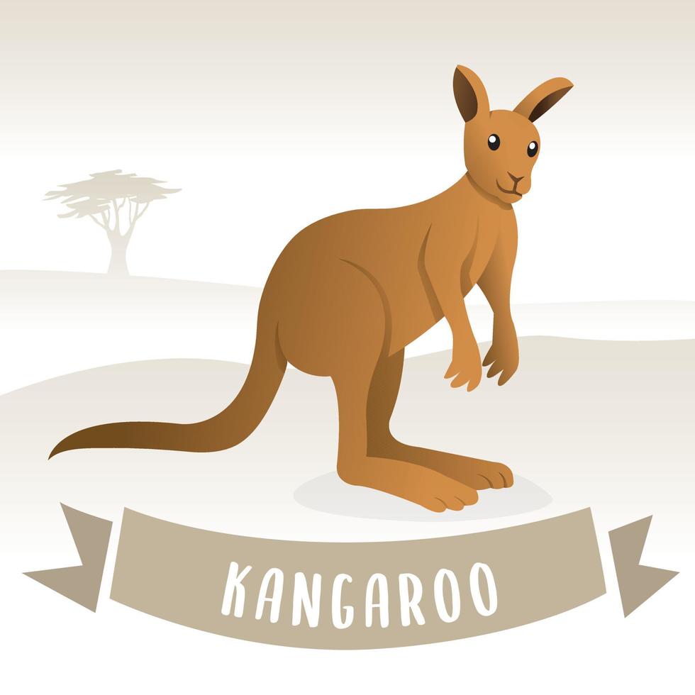 vettore di canguro carino marrone. simpatico canguro in stile piatto, cartone animato che salta canguro. canguro australiano - illustrazione vettoriale