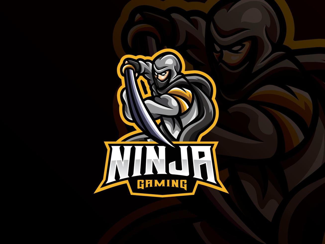 design del logo sportivo della mascotte ninja vettore