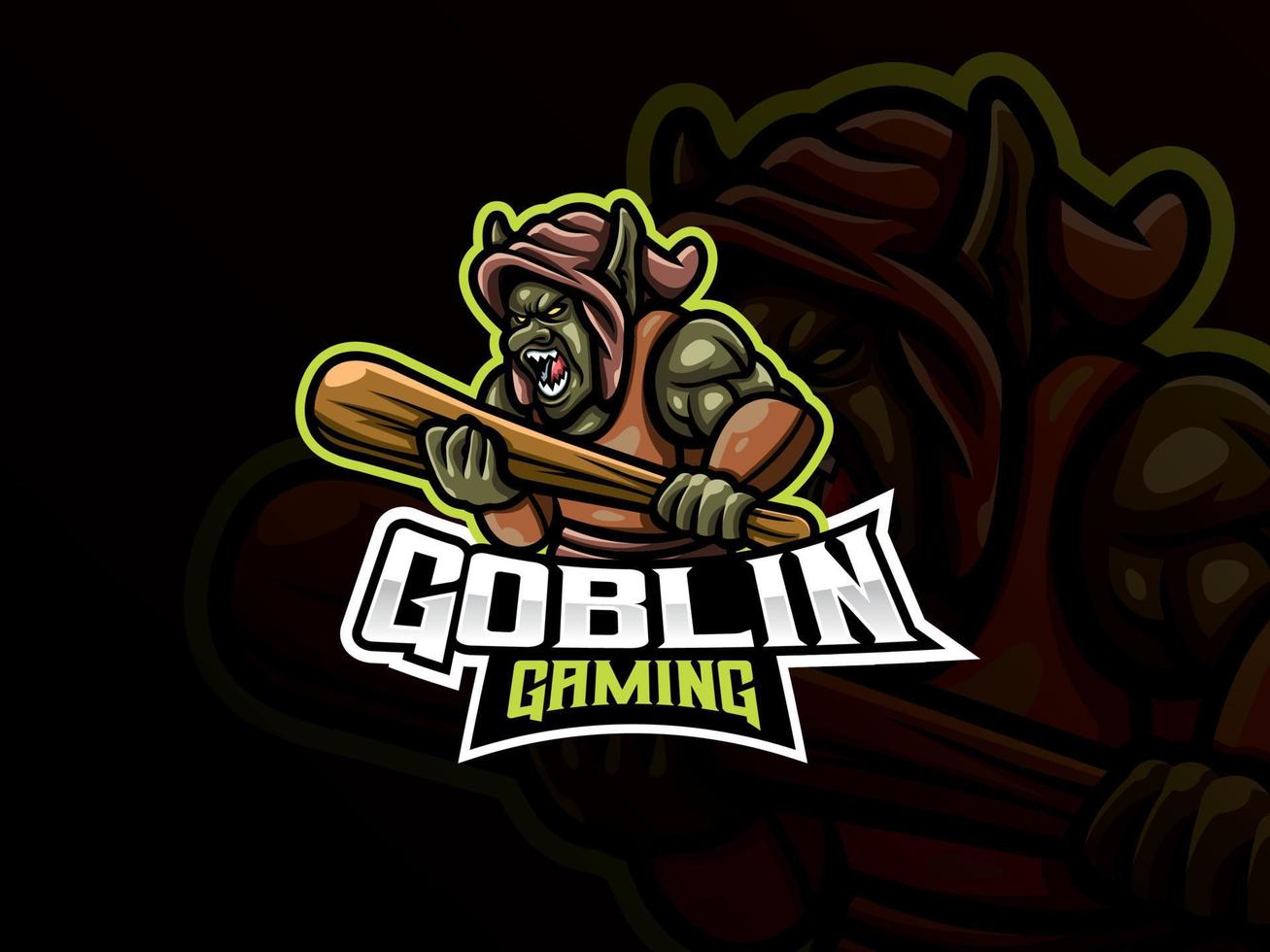 design del logo sportivo della mascotte goblin vettore