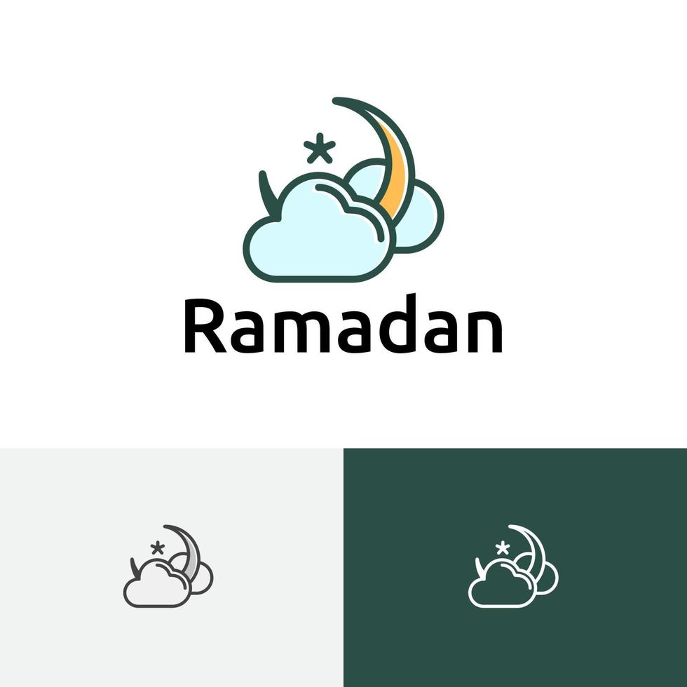 logo della comunità musulmana dell'evento islamico del ramadan della stella della mezzaluna del cielo della nuvola vettore