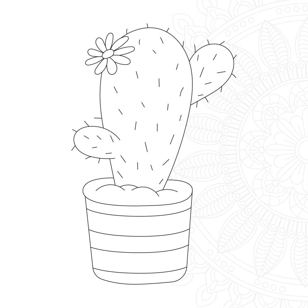 Pagina da colorare di cactus per bambini vettore
