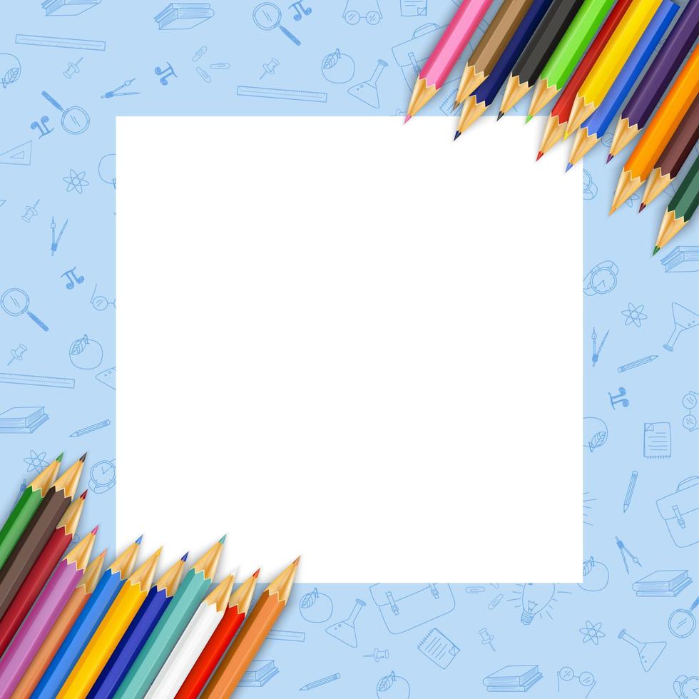 illustrazione vettoriale di carta bianca con matite colorate