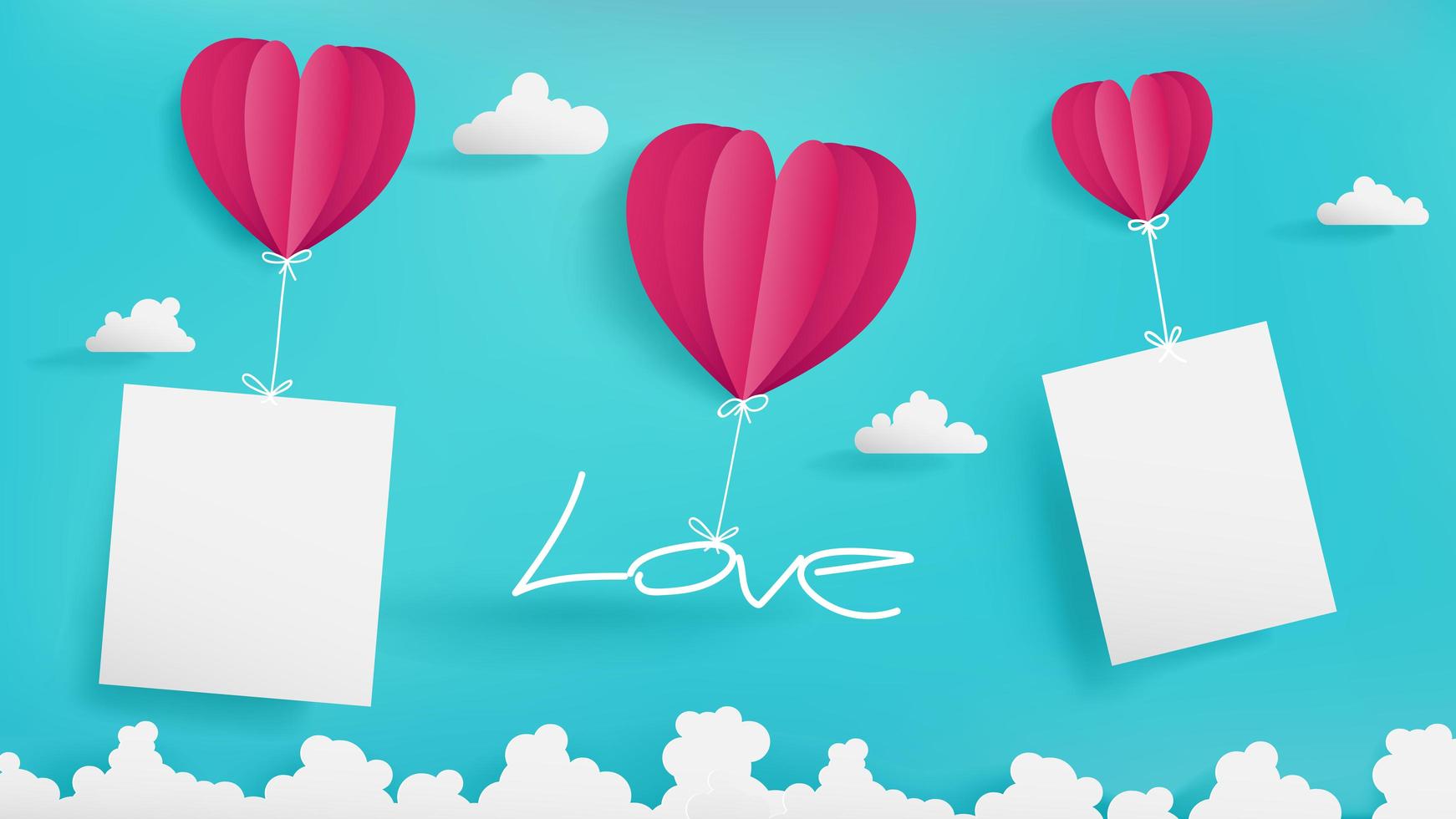 palloncini di San Valentino stanno tenendo un messaggio d&#39;amore vettore