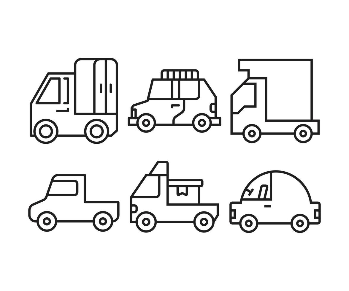 piccolo camion e camioncino icone illustrazione vettoriale