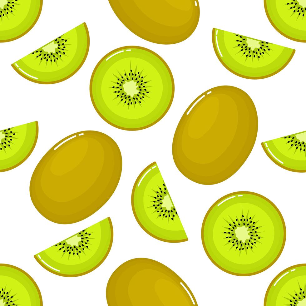 kiwi Seamless pattern e fette vettore