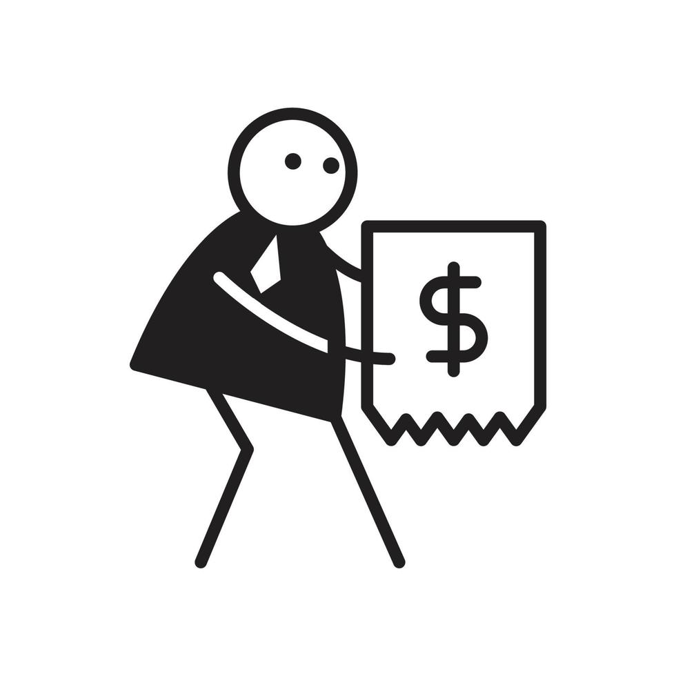 figura stilizzata dell'uomo d'affari e illustrazione della banconota da un dollaro vettore