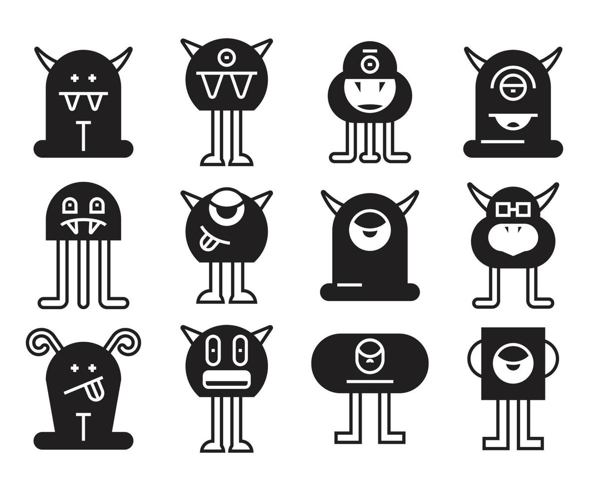 illustrazione vettoriale di icone di mostri