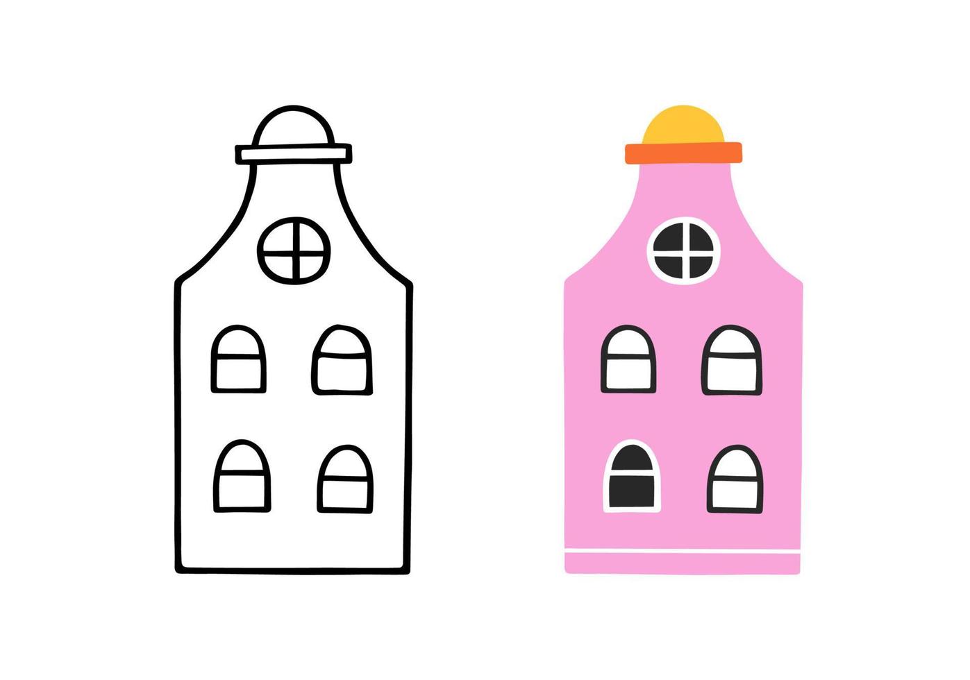 casa carina in stile disegnato a mano. casa di contorno di doodle. illustrazione vettoriale piatta.