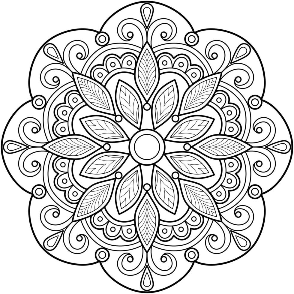 modello astratto della mandala di vettore. arte sul muro. libro da colorare modello in pizzo il tatuaggio. design per una camicia di vernice per carta da parati e un design adesivo per piastrelle, ornamento decorativo a cerchio in stile etnico orientale vettore