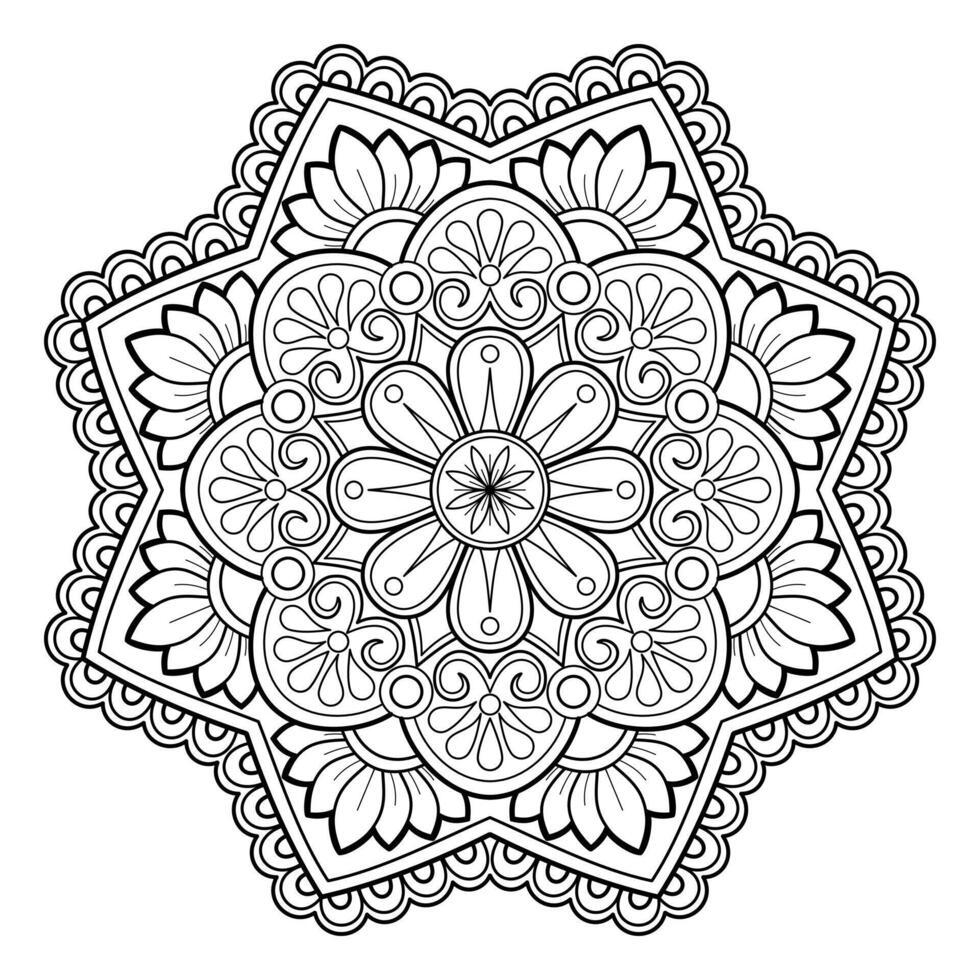 modello astratto della mandala di vettore. arte sul muro. libro da colorare modello in pizzo il tatuaggio. design per una camicia di vernice per carta da parati e un design adesivo per piastrelle, ornamento decorativo a cerchio in stile etnico orientale vettore