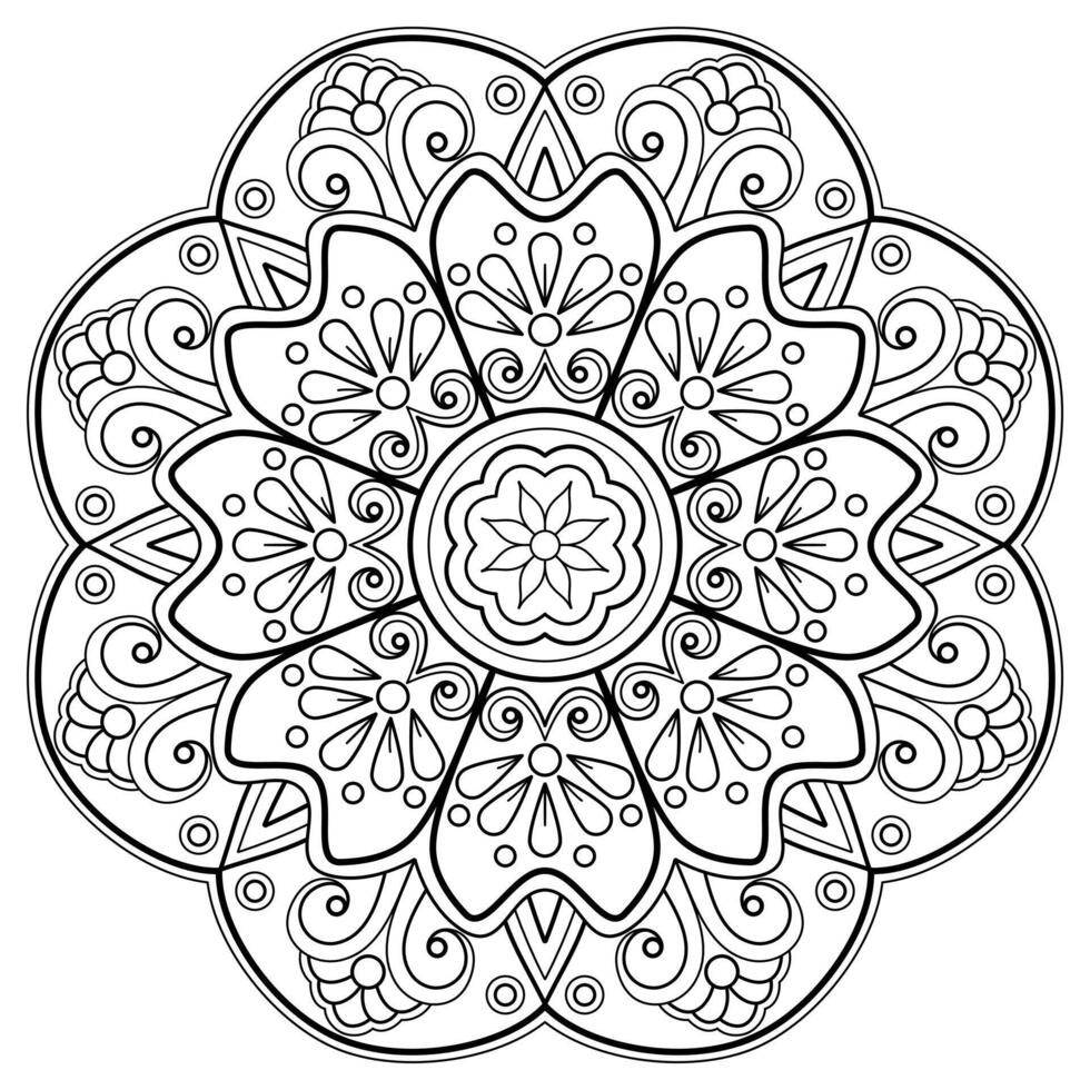 modello astratto della mandala di vettore. arte sul muro. libro da colorare modello in pizzo il tatuaggio. design per una camicia di vernice per carta da parati e un design adesivo per piastrelle, ornamento decorativo a cerchio in stile etnico orientale vettore