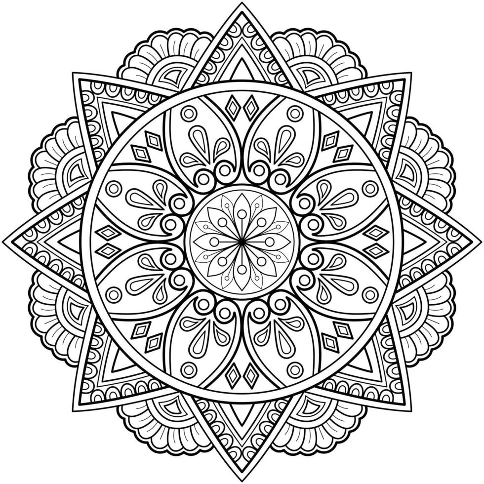 modello astratto della mandala di vettore. arte sul muro. libro da colorare modello in pizzo il tatuaggio. design per una camicia di vernice per carta da parati e un design adesivo per piastrelle, ornamento decorativo a cerchio in stile etnico orientale vettore