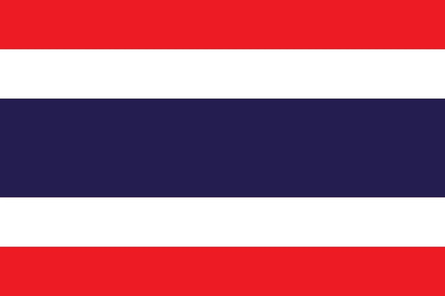 dimensione standard della bandiera della thailandia in asia. illustrazione vettoriale