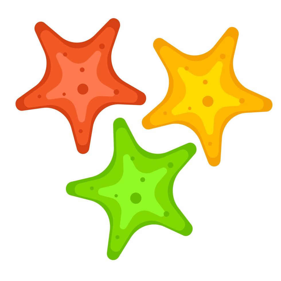 un insieme di stelle marine colorate. illustrazione vettoriale. vettore