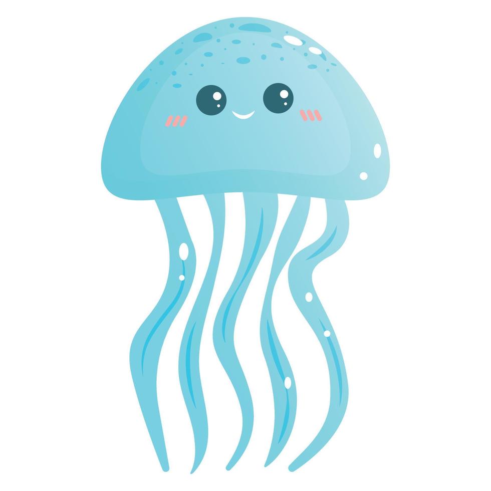 una medusa blu con un sorriso e occhi allegri. vettore