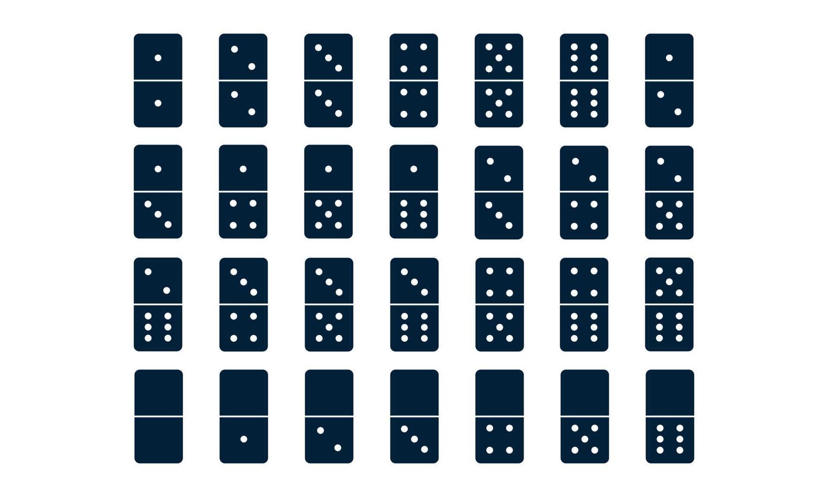 set di icone nere di domino. gioco di strategia, gioco d'azzardo. illustrazione vettoriale