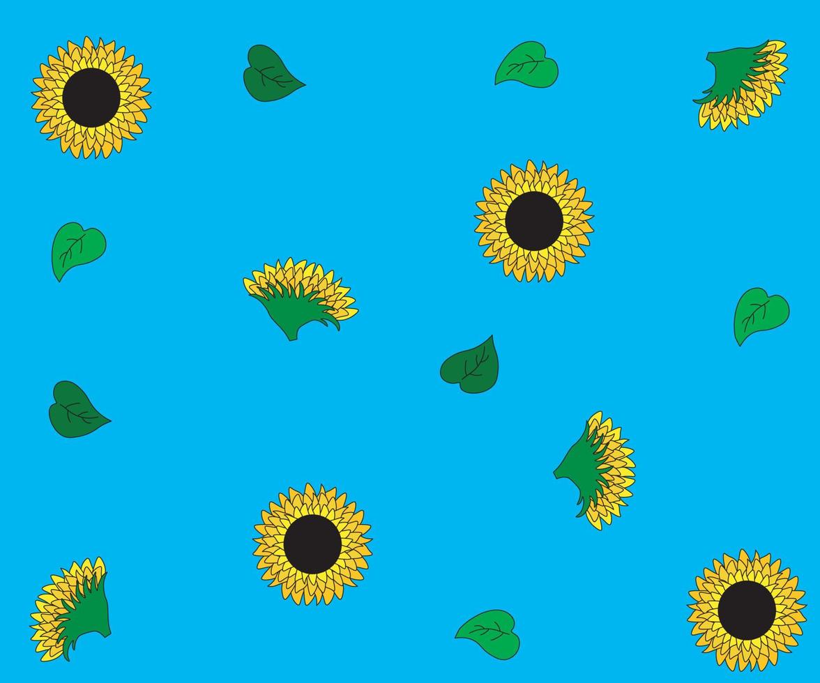 modello di girasoli in fiore e pacifico cielo estivo vettore