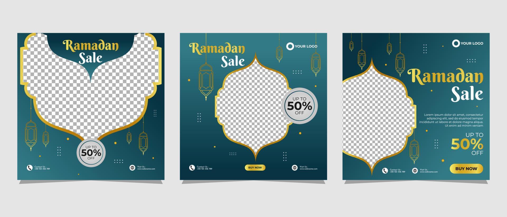 modello di promozione banner post sui social media di vendita ramadan vettore