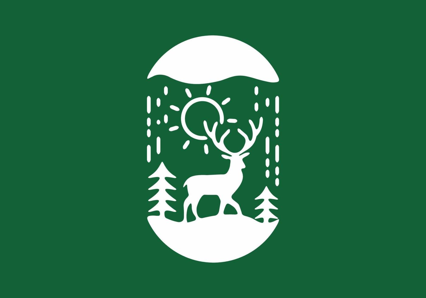 illustrazione del distintivo dei cervi di pioggia bianco verde vettore